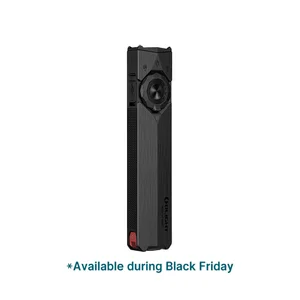 Olight sleek black flat EDC flashlight with selector dial on white background, Black Friday sale text below.