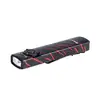 Olight Arkfeld flat EDC flashlight with black and red claw scratch pattern, dual white and UV light, and pocket clip.