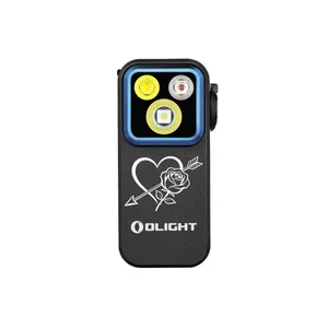 Olight Black Oclip Pro with Heart and Rose Design on Front for Everyday Carry or Special Gift