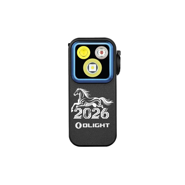 Olight Black Oclip Pro with Year of the Horse 2026 design, a compact EDC flashlight for daily carry.