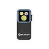 Olight Black Oclip 2 Pro Clip-On Light Front View with Triple LED Lenses and Blue Bezel for EDC and Outdoor Safety
