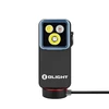 Olight Black Oclip 2 Pro Clip-on Light Front View with Triple LED Light Source on Charging Dock for Hands-Free EDC Use
