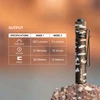 Olight camouflage flashlight on rock with output specifications: 180/5 lumens, 21 min/16 hr runtime, 60/12 meter range.