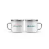 Olight White Obuy Enamel Camping Mugs Showing Front and Back Logos for Outdoor Camping and Everyday Use