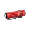 Red Warrior Nano compact tactical EDC flashlight with textured grip and pocket clip isolated on white background