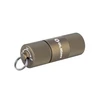 Olight brown keychain flashlight with ribbed texture and low high brightness settings isolated on white background
