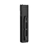 Black ArkTac Ultra slim tactical flashlight with a pocket clip and textured grip isolated on white background