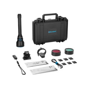 Black Olight Javelot Turbo 2 Long Range Flashlight Kit with Carrying Case and Tactical Accessories for Hunting and Search