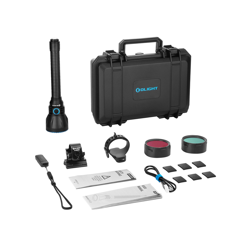Olight Black Javelot Turbo 2 Long Range Flashlight Kit with Hard Carrying Case and Hunting Accessories for Outdoor Search