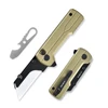Oknife U1 Ultra folding utility knife in OD green with black hardware, pocket clip, and mini pry tool on white background