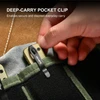 Oknife pocket knife with deep-carry clip secured in a pouch for discreet everyday carry