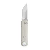 Titanium EDC pocket knife with a folding blade and integrated LED flashlight on a white background