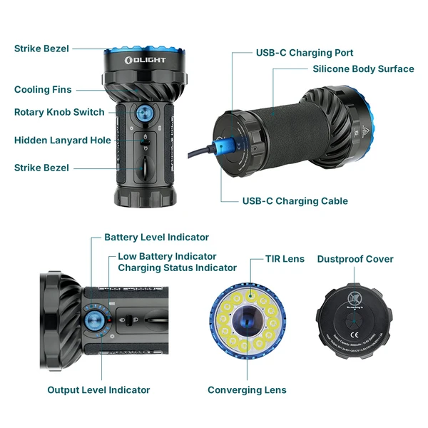 OLIGHT MARAUDER 2 ブラック オーライト！ Marauder 2 14000 Lumens Powerful Flashlight - Olight