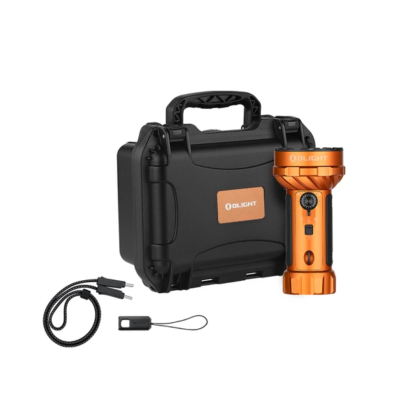 Olight Orange Marauder Mini 2 Flood/Spotlight with Magnetic Charging Cable in Protective Case for Outdoor Adventures