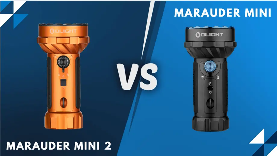 Olight Marauder Mini 2 orange vs Marauder Mini black flashlight comparison