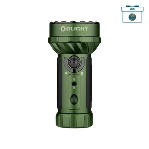 Olight Marauder Mini OD green powerful tactical flashlight with multi-LED bezel and rotary switch knob