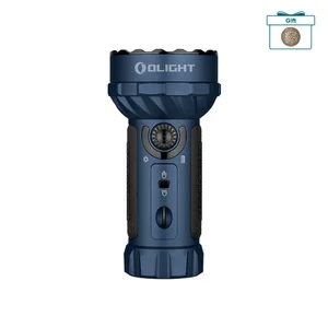 Olight Marauder Mini powerful blue rechargeable LED flashlight with multi-LED head isolated on white background