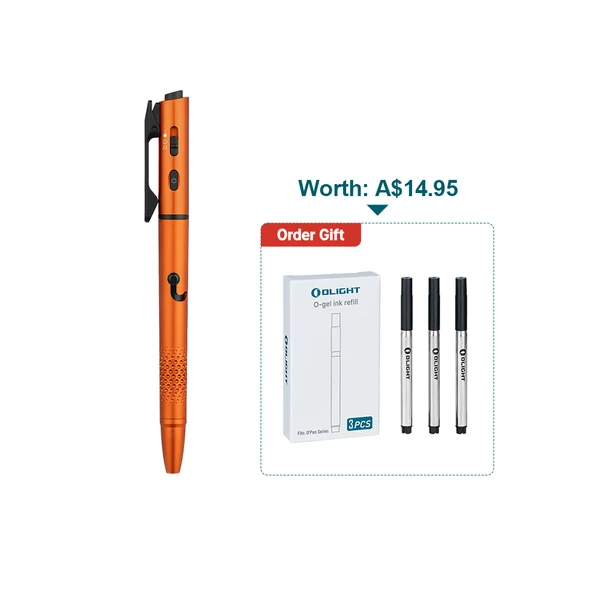 Olight Orange Open 3 Penlight with Ballpoint Pen, Laser Pointer, and Red Light for Everyday Carry