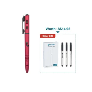 Olight Red Open 3 Penlight with Laser Pointer and Pocket Clip, featuring 3-Pack Ink Refills for everyday carry.