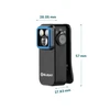Olight Black Oclip Pro with Blue Bezel and Clip showing Dimensions for Everyday Carry and Hands-Free Lighting