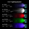 Olight Green Oclip Pro EDC Clip Light showing UV White Red Green and Blue 5-in-1 Multipurpose Lighting System beams