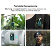 Olight Green Oclip Pro EDC Clip Light hanging, clipped to backpack, magnetically mounted, and used as headlamp outdoors