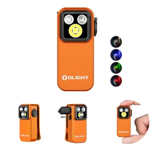 Olight Orange Oclip Pro Side View with UV Light and RGB Modes for Everyday Carry