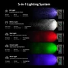 Olight Black Oclip Pro Clip-on Light showcasing 5-in-1 UV white red green and blue light modes for versatile illumination