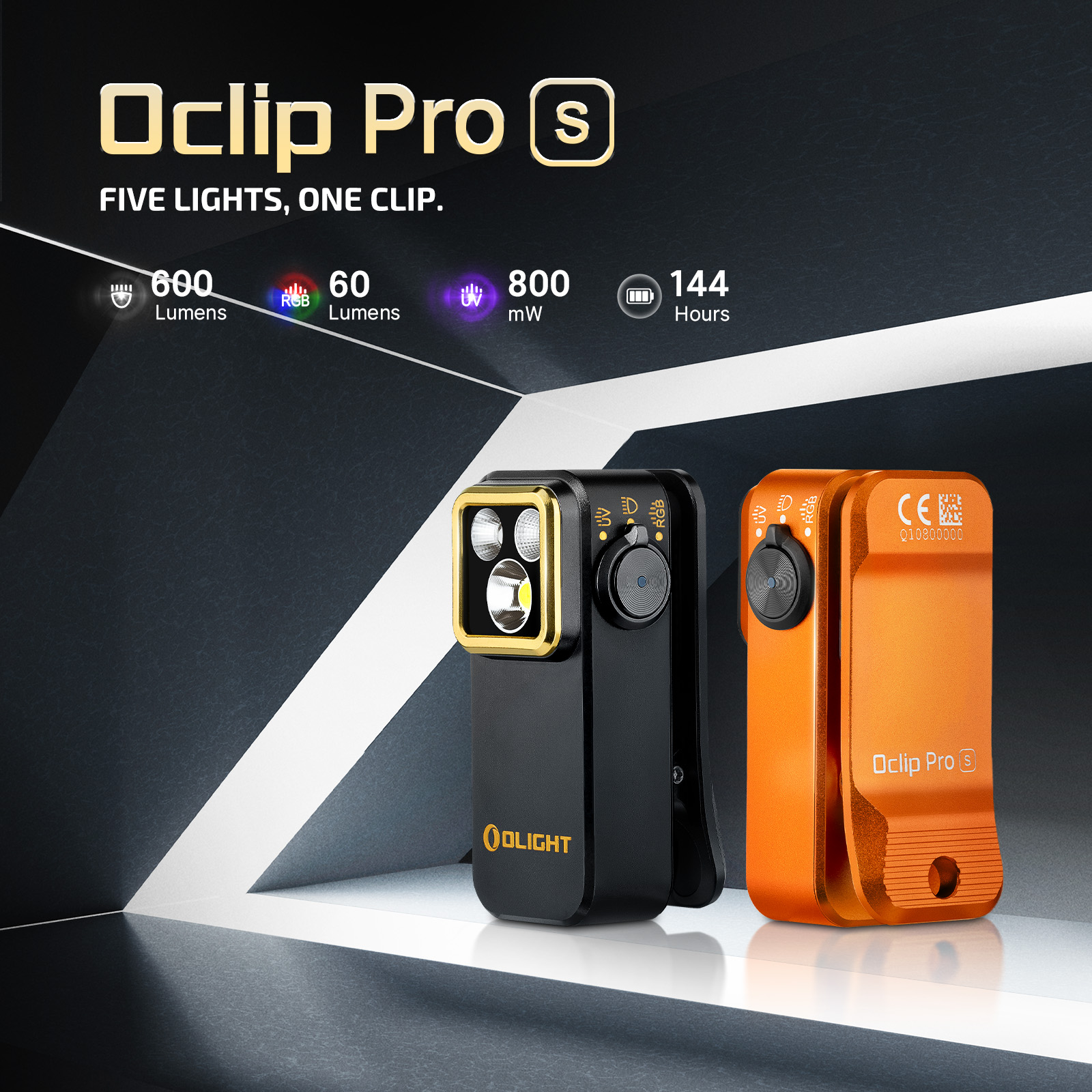 Oclip Pro S EDC Clip Light 5-in-1 LED Torch with UV RGB Mode Oclip Pro S EDC Clip Light 5-in-1 LED Torch with UV RGB Mode