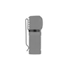 Olight Gray Perun 3 Mini Flashlight Front View with Textured Body and Pocket Clip for EDC