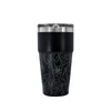 Black stainless steel tumbler with topographic map pattern and clear lid