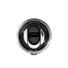 Clear plastic tumbler lid with black magnetic slider isolated on white background