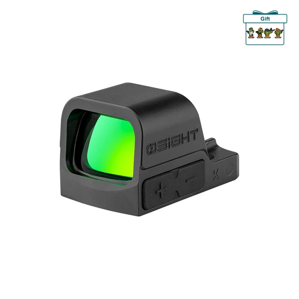 Olight Black Osight K Reflex Sight 3/4 View with Green Coated Lens and Side Buttons for Tactical Target Shooting