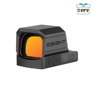 Olight Osight red dot sight with orange reflective lens on a white background