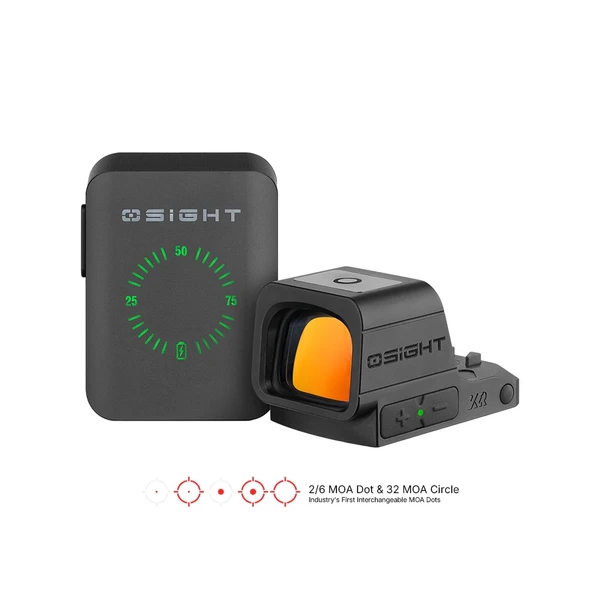 Olight Black Osight XR Red Dot Sight with Interchangeable MOA Dots and Charging Case for Shooting and Hunting