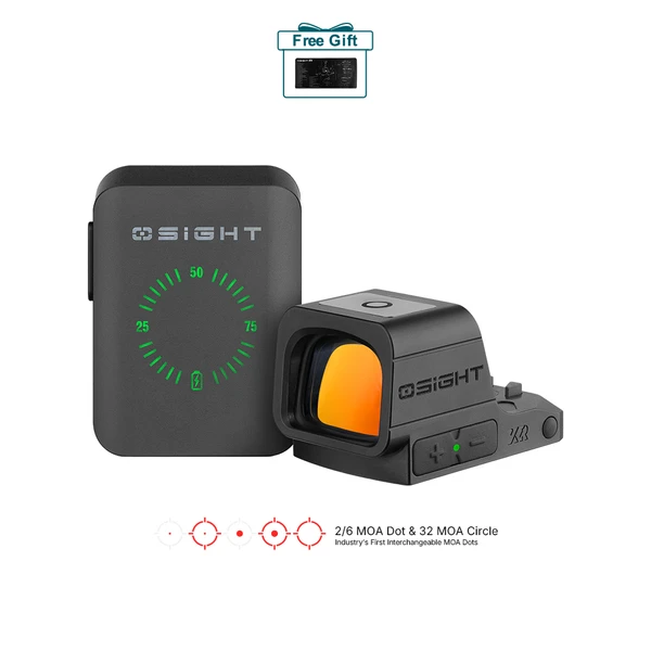 Olight Black Osight XR Red Dot Sight with Charging Case and Interchangeable MOA Dots for Shooting and Hunting