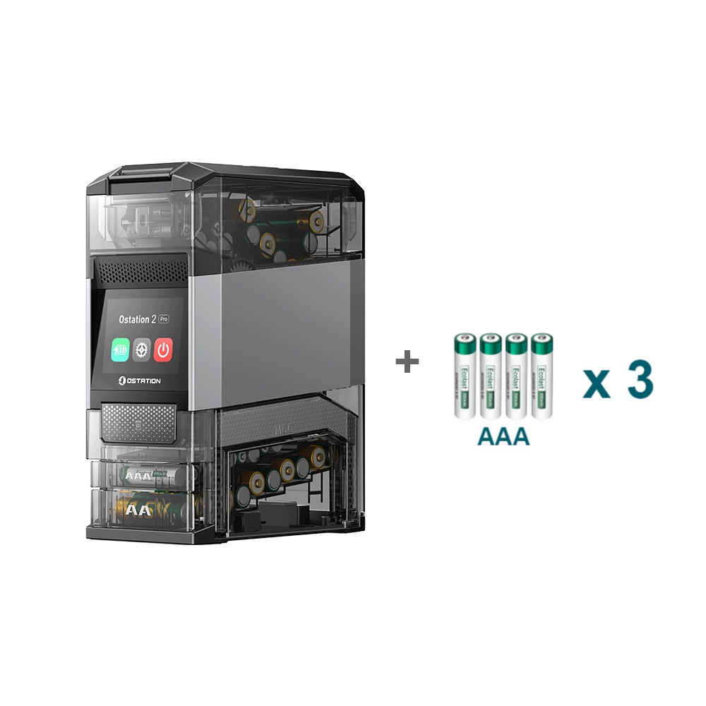 Olight Gray Ostation 2 Pro Battery Charger with Rechargeable AA and AAA Batteries for Household Device Powering