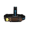Olight brown rechargeable LED headlamp with adjustable black headband isolated on white background