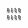 Eight silver conical screw-back metal studs for fashion, crafts, and DIY projects.
