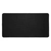 Large black rectangular textured desk mat with stitched edges isolated on a white background.