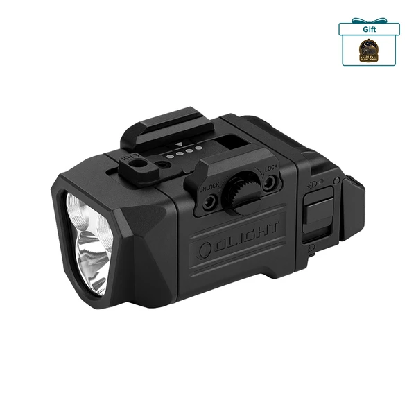 Olight PL-Turbo weapon light for pistols. Features a black finish and powerful 800-lumen output.
