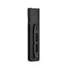 ArkTac Ultra black flat tactical flashlight with pocket clip, back view on white background