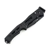 All-black tactical folding pocket knife with a textured G10 handle and secure lock mechanism isolated on white.
