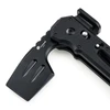 HX Outdoors DC53 black tactical folding pry bar tool with textured handle close-up on white background