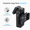 Olight Black Oclip 2 Pro Clip-on Light demonstrating durable 180-degree tilting head and 360-degree rotating clip features