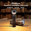 Prowess powerful flashlight and cozy lamp, 5000 lumens, 245 meters, 20 days battery life