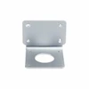 Metal wall mount bracket with multiple screw holes and a circular cutout in the center, designed for secure installations.