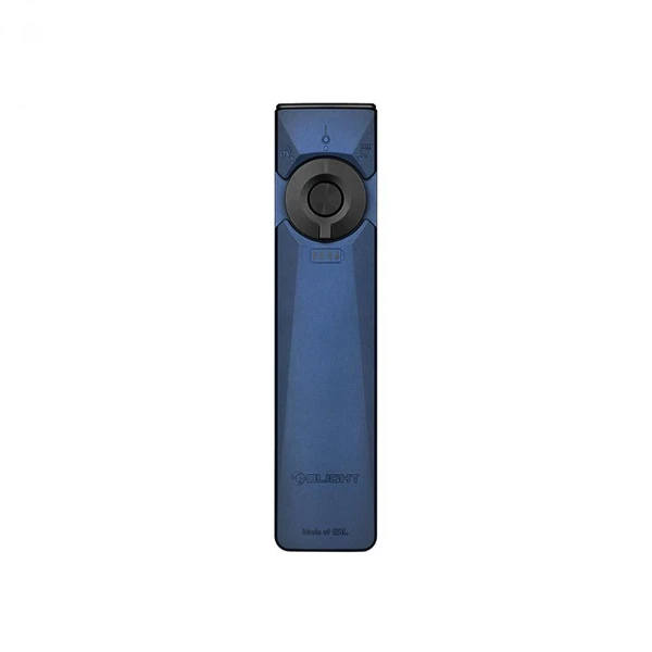 Olight Blue Arkfeld Ultra multi-functional EDC flashlight with UV light, laser, and white light for daily carry.