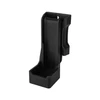 Black polymer tactical baton holder with belt clip on white background