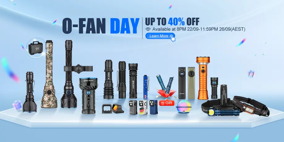 Olight O-FAN Day promotion: diverse flashlights, headlamps & accessories, up to 40% off.